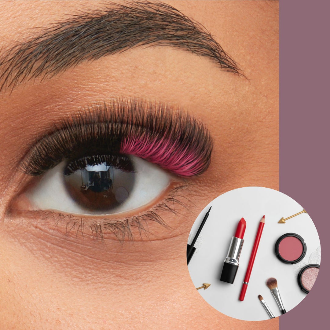 Black woman with pink lash extensions